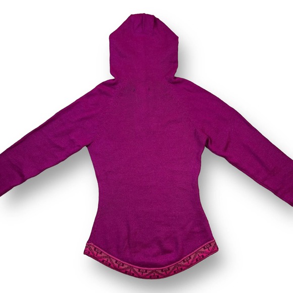 Tejido Parillo 100% Baby Alpaca Wool Purple Pullover Hoodie Made in Peru XS - Picture 9 of 9